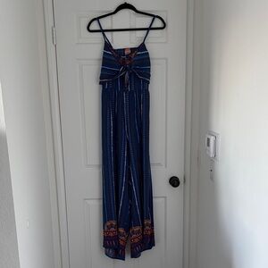 Blue and Orange Striped Jumpsuit